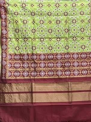 Art patola duppata with banarasi work - Pista green/ Patola duppatas 