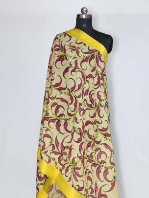 Assam silk handpainted kalamkari duppata/ 