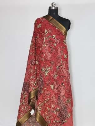 Assam silk handpainted kalamkari duppata/