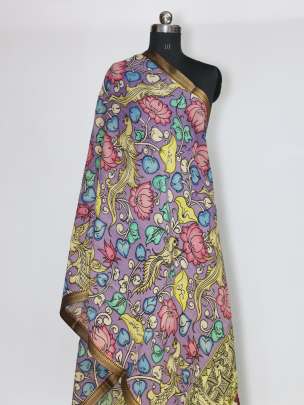 Assam silk handpainted kalamkari duppata/ 