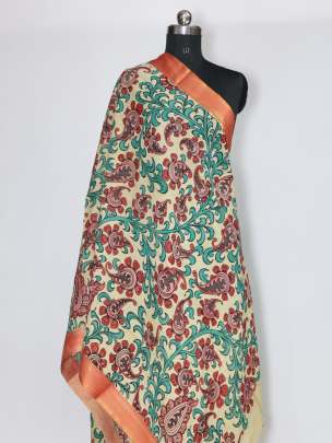 Assam silk handpainted kalamkari duppata/