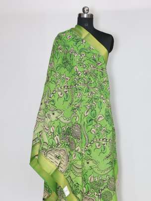 Assam silk handpainted kalamkari duppata/ 