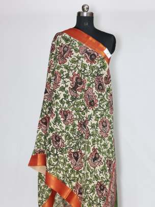 Assam silk handpainted kalamkari duppata/ 