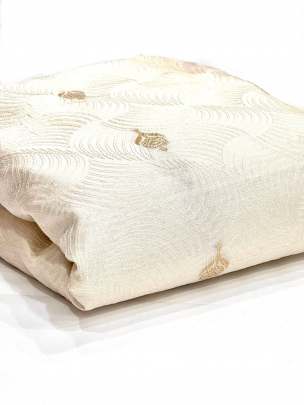 Banarasi Chanderi Aari Work Light Cream ( Dyeable )/ Pure Banarasi fabrics