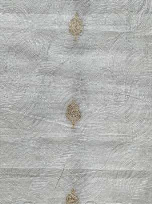 Banarasi Chanderi Aari Work Light Cream ( Dyeable )/ Pure Banarasi fabrics