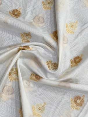 Banarasi Chanderi Silk With Multi Zari Work ( Dyeable )/ Pure Banarasi fabrics