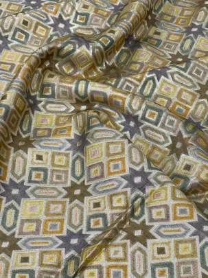 Banarasi Chiniya Silk Lemon Green/ Pure Banarasi fabrics