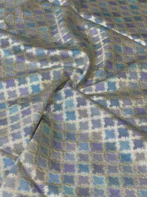 Banarasi Chiniya Silk Light Purple & Sky Blue/ Pure Banarasi fabrics