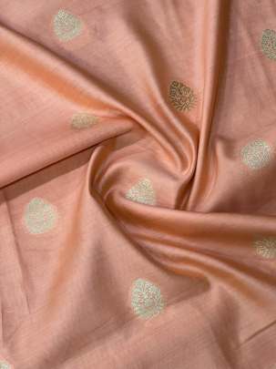 Banarasi Chiniya Silk Peach/ Pure Banarasi fabrics