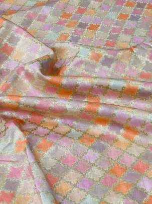 Banarasi Chiniya Silk Peach Pink/ Pure Banarasi fabrics