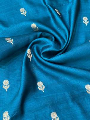 Banarasi Chiniya Silk Peacock Blue/ Pure Banarasi fabrics