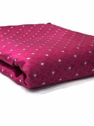 Banarasi Chiniya Silk Self Weaving With Golden Dots Motifs Hot Pink/ 