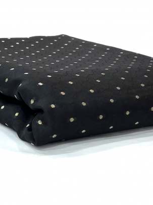 Banarasi Chiniya Silk Self Weaving With Golden Dots Motifs Black/