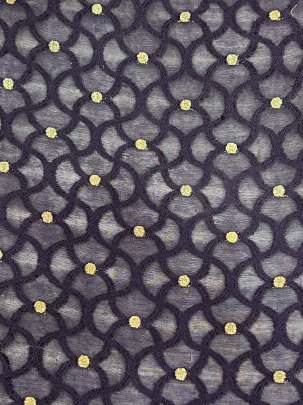 Banarasi Chiniya Silk Self Weaving With Golden Dots Motifs Dark Navy Blue/ Pure Banarasi fabrics