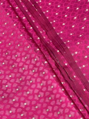 Banarasi Chiniya Silk Self Weaving With Golden Dots Motifs Hot Pink/ Pure Banarasi fabrics