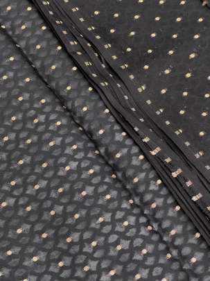 Banarasi Chiniya Silk Self Weaving With Golden Dots Motifs Black/ Pure Banarasi fabrics