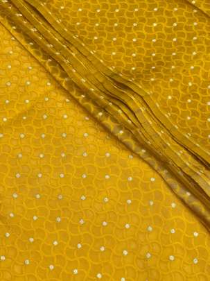 Banarasi Chiniya Silk Self Weaving With Golden Dots Motifs Mustard Yellow/ Pure Banarasi fabrics