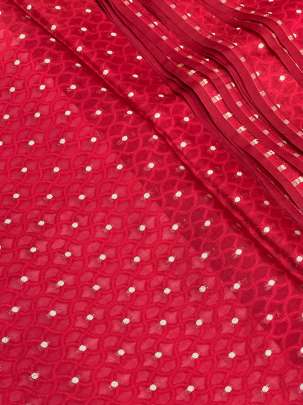 Banarasi Chiniya Silk Self Weaving With Golden Dots Motifs Red/ Pure Banarasi fabrics