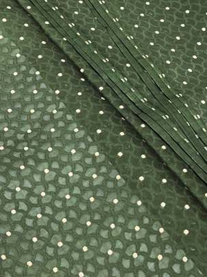 Banarasi Chiniya Silk Self Weaving With Golden Dots Motifs Mahendi Green/ Pure Banarasi fabrics