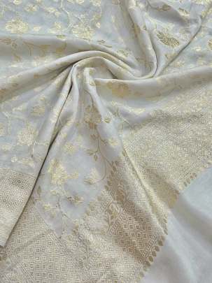 Banarasi Munga Silk Duppata With Daman ( Dyeable)/ 