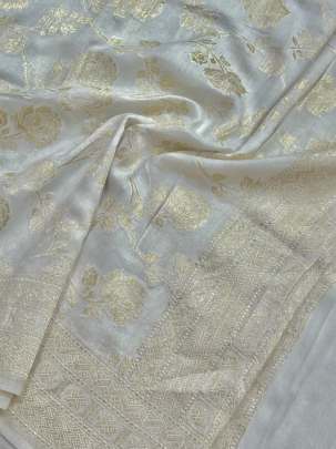 Banarasi Munga Silk Duppata With Daman ( Dyeable)/