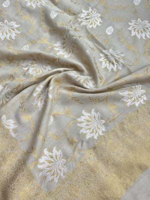 Banarasi Munga Silk Duppata With Daman ( Dyeable)/