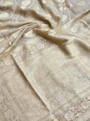 Banarasi Munga Silk Duppata With Daman ( Dyeable)/ 