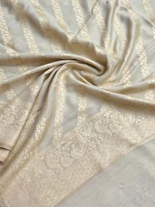 Banarasi Munga Silk Duppata With Daman ( Dyeable)/