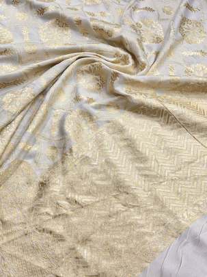 Banarasi Munga Silk Duppata With Daman ( Dyeable)/