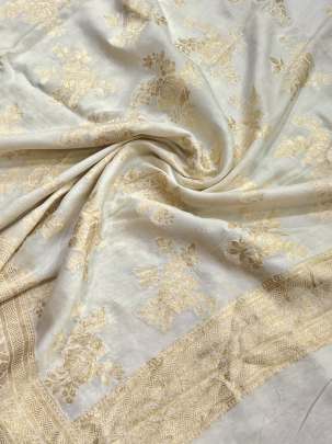 Banarasi Munga Silk Duppata With Daman ( Dyeable)/