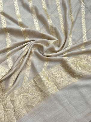 Banarasi Munga Silk Duppata With Daman ( Dyeable)/ 