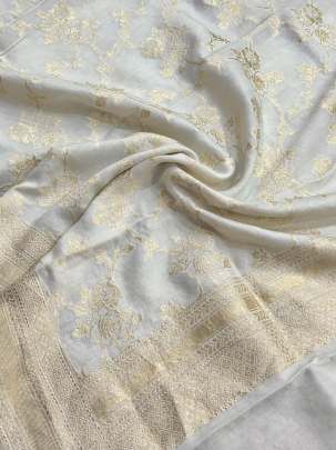 Banarasi Munga Silk Duppata With Daman ( Dyeable)/