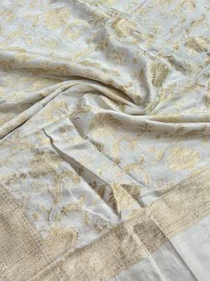 Banarasi Munga Silk Duppata With Daman ( Dyeable)/ 