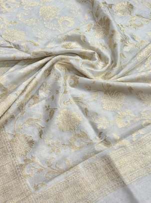 Banarasi Munga Silk Duppata With Daman ( Dyeable)/