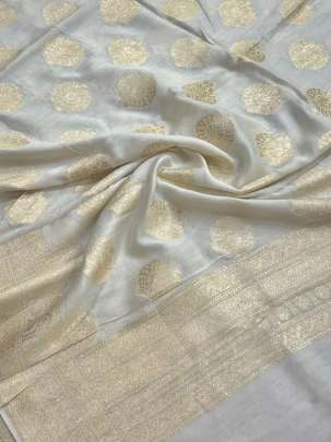 Banarasi Munga Silk Duppata With Daman ( Dyeable)/ 