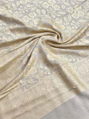 Banarasi Munga Silk Duppata With Daman ( Dyeable)/ 