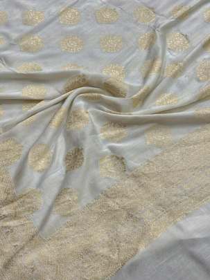 Banarasi Munga Silk Duppata With Daman ( Dyeable)/ 