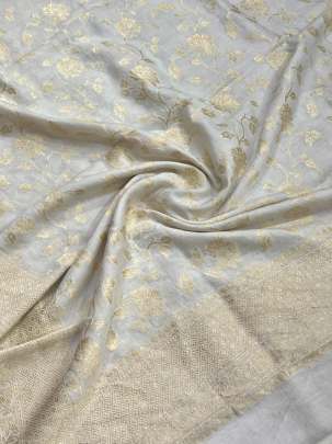 Banarasi Munga Silk Duppata With Daman ( Dyeable)/ 