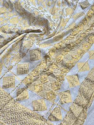 Banarasi Munga Silk Duppata With Daman ( Dyeable)/ 