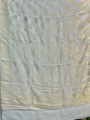 Banarasi Munga Silk Duppata With Daman ( Dyeable)/ Banarasi Duppatas 