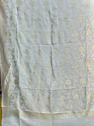 Banarasi Munga Silk Duppata With Daman ( Dyeable)/ Banarasi Duppatas 