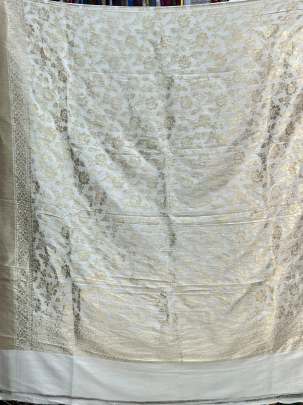 Banarasi Munga Silk Duppata With Daman ( Dyeable)/ Banarasi Duppatas 