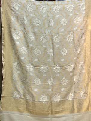 Banarasi Munga Silk Duppata With Daman ( Dyeable)/ Banarasi Duppatas 