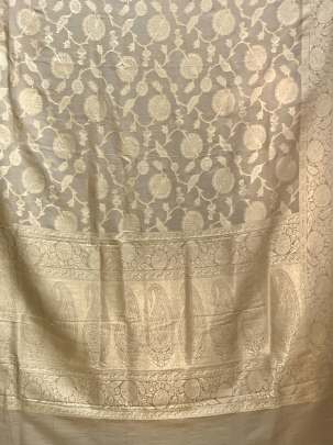 Banarasi Munga Silk Duppata With Daman ( Dyeable)/ Banarasi Duppatas 