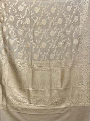 Banarasi Munga Silk Duppata With Daman ( Dyeable)/ Banarasi Duppatas 