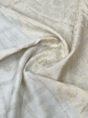 Banarasi Munga Silk With Daman ( Dyeable )/ Banarasi dyeable fabrics