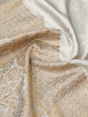 Banarasi Munga Silk With Daman ( Dyeable )/ Banarasi dyeable fabrics