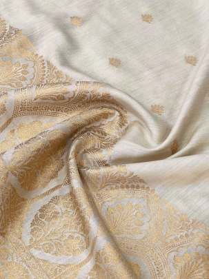 Banarasi Munga Silk With Daman ( Dyeable )/ Banarasi dyeable fabrics