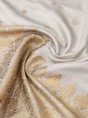 Banarasi Munga Silk With Daman ( Dyeable )/ Banarasi dyeable fabrics