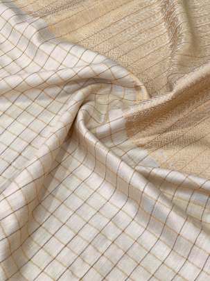 Banarasi Munga Silk With Daman ( Dyeable )/ Banarasi dyeable fabrics